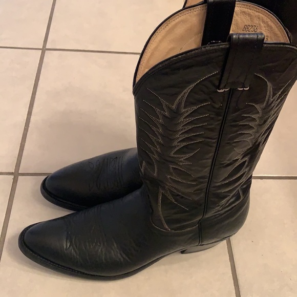 Nocona black men’s cowboy boots 12A 11C 10.5D - Picture 2 of 8
